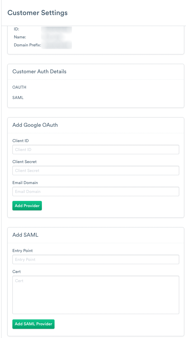 Observe SAML settings